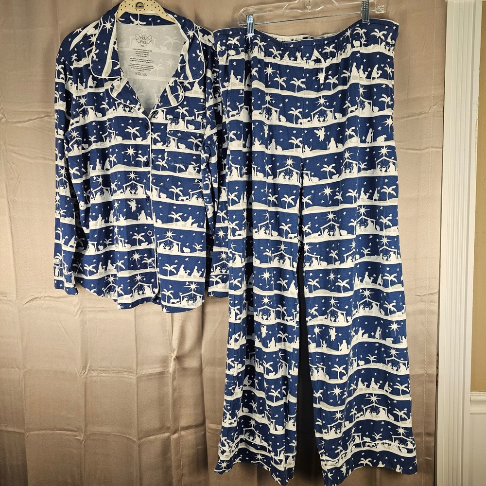 Holy‎ Pals Womens Navy Nativity Scene Pajamas XXL